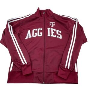 Texas A&M Aggies Jacket Men Medium Red White Track Suit Warm Up Stripes Adult